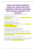 HPNU 3060 RENAL-URINARY COMPLETE QUESTIONS WITH ANSWERS &lpar;VERIFIED ANSWERS&rpar; 2025 ALREADY GRADED A&plus; BY EXPERTS 