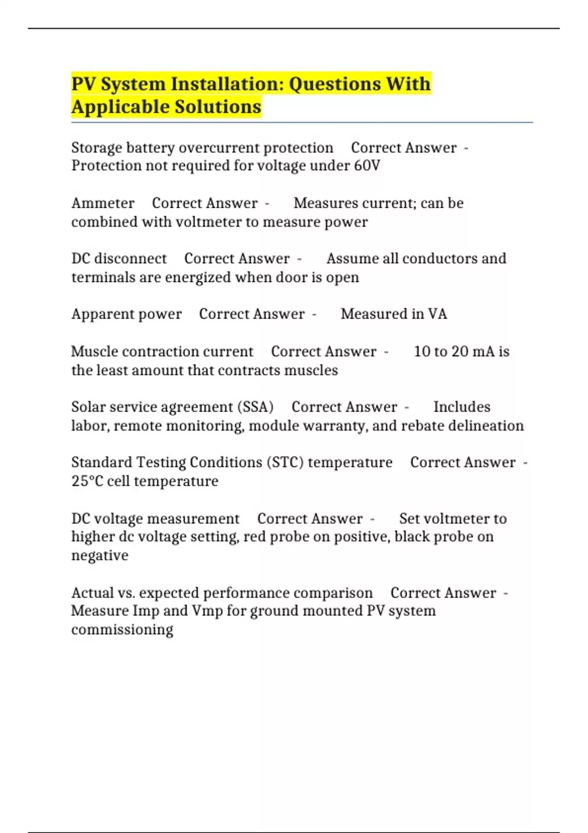 PV System Installation: Questions With Applicable Solutions - SOLAR ...