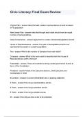 Civic Literacy Final Exam Review questions and answers