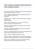 Civic Literacy Landmark Cases Questions with complete solution