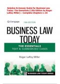 Solution & Answer Guide for Business Law Today&colon; The Essentials &lpar;13th Edition by Roger LeRoy Miller&rpar; &ndash; Complete Chapters 1&ndash;25    9781337037365
