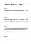 Community Health Final Chapter 1-8 questions and answers
