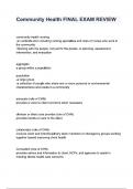 Community Health FINAL EXAM REVIEW questions and answers