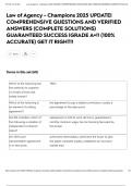 Law of Agency - Champions 2025 UPDATE&vert; COMPREHENSIVE QUESTIONS AND VERIFIED ANSWERS &lpar;COMPLETE SOLUTIONS&rpar; GUARANTEED SUCCESS &vert;GRADE A&plus;&excl;&excl; &lpar;100&percnt; ACCURATE&rpar; GET IT RIGHT&excl;&excl;