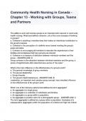 Community Health Nursing in Canada - Chapter 13 - Working with groups teams questions and answers