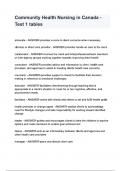 Community Health Nursing in Canada - Test 1 tables questions and answers