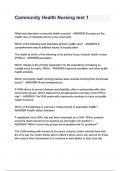 Community Health Nursing test 1 questions and answers