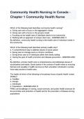 Community Health Nursing in Canada - Chapter 1 Community Health nurse qustions and answers