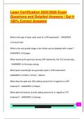Laser Certification 2025&sol;2026 Exam  Questions and Detailed Answers &vert; Get it  100&percnt; Correct Answers