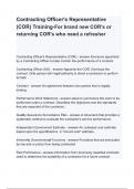 Contracting Officer-s Representative &lpar;COR&rpar; Training-For brand new CORS questions and answers