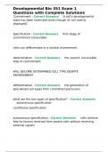 Developmental Bio 351 Exam 1 Questions with Complete Solutions&period;