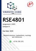 RSE4801 Assignment 2 &lpar;ANSWERS&rpar; 2025 - DISTINCTION GUARANTEED&period;