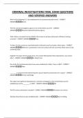 CRIMINAL INVESTIGATIONS FINAL EXAM QUESTIONS AND VERIFIED ANSWERS