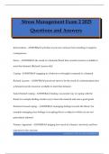 Stress Management Exam 2 2025 Questions and Answers