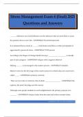 Stress Management Exam 4 &lpar;final&rpar; 2025 Questions and Answers