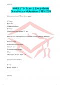 NURS 275- Exam 3 Study Guide Questions and Answers 2025-2026