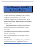 Stress Management Exam 1 2025 Questions and Answers