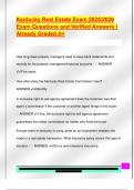 KY REAL ESTASTE EXAM PACKAGE DEAL QUESTIONS AND VERIFIED DETAILED ANSWERS &vert; 100&percnt; GUARANTEED PASS &vert; ALREADY GRADED A&plus;