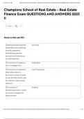 Champions School of Real Estate - Real Estate Finance Exam QUESTIONS AND ANSWERS 2025 &excl;&excl;