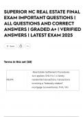 SUPERIOR NC REAL ESTATE FINAL EXAM IMPORTANT QUESTIONS &vert; ALL QUESTIONS AND CORRECT ANSWERS &vert; GRADED A&plus; &vert; VERIFIED ANSWERS &vert; LATEST EXAM 2025