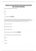 SCIENCE TEACHER CERTIFICATION EXAM QUESTIONS AND VERIFIED ANSWERS