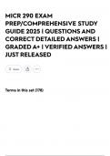 MICR 290 EXAM PREP&sol;COMPREHENSIVE STUDY GUIDE 2025 &vert; QUESTIONS AND CORRECT DETAILED ANSWERS &vert; GRADED A&plus; &vert; VERIFIED ANSWERS &vert; JUST RELEASED