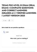 TEXAS PSO LEVEL III EXAM &lpar;REAL EXAM&rpar; &vert; COMPLETE QUESTIONS AND CORRECT ANSWERS &lpar;GRADED A&plus;&rpar; &vert; VERIFIED ANSWERS &vert; LATEST VERSION 2025