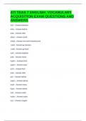 ATI TEAS 7 ENGLISH&colon; VOCABULARY ACQUISITION EXAM QUESTIONS AND ANSWERS