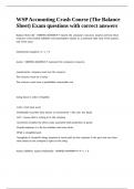 WSP Accounting Crash Course &lpar;The Balance Sheet&rpar; Exam questions with correct answers&period;