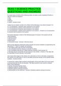 TEAS 7 SCIENCE PRACTICE QUESTIONS AND ANSWERS