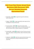 Gold Coast Real Estate Actual Exam  Questions With Reviewed 100&percnt;  Correct Detailed Answers  Guaranteed Pass&excl;&excl; 
