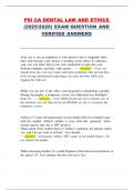 PSI CA Dental Law and Ethics &lpar;2025&sol;2026&rpar; &ndash; Complete Exam Questions with Verified Answers for California Dental License Preparation