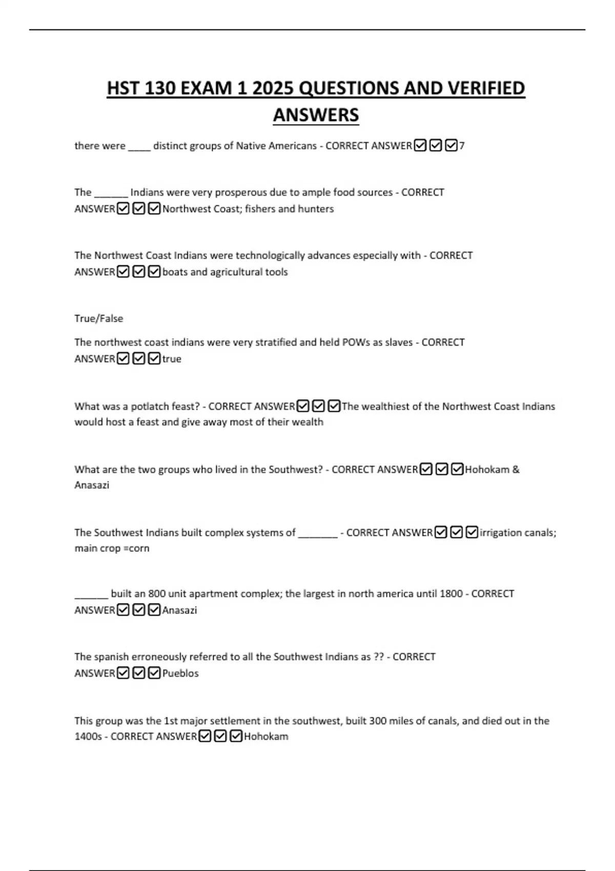 HST 130 EXAM 1 2025 QUESTIONS AND VERIFIED ANSWERS - HST 130 - Stuvia US