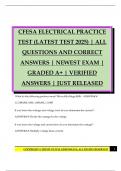 CFESA ELECTRICAL PRACTICE TEST &lpar;LATEST TEST 2025&rpar; &vert; ALL QUESTIONS AND CORRECT ANSWERS &vert; NEWEST EXAM &vert; GRADED A&plus; &vert; VERIFIED ANSWERS &vert; JUST RELEASED