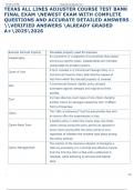 TEXAS ALL LINES ADJUSTER COURSE TEST BANK  FINAL EXAM NEWEST EXAM WITH COMPLETE  QUESTIONS AND ACCURATE DETAILED ANSWERS  VERIFIED ANSWERS ALREADY GRADED  A&plus;20252026