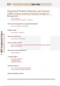 Gestational Diabetes Questions and Answers  &lpar;100&percnt; Correct Answers&rpar; Already Graded A&plus; 