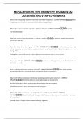 MECHANISMS OF EVOLUTION TEST REVIEW EXAM QUESTIONS AND VERIFIED ANSWERS