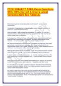 FTCE SUBJECT AREA Exam Questions With 100- Correct Answers Latest Versions 2025 Top Rated A&plus;