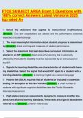 FTCE SUBJECT AREA Exam 3 Questions with 100- correct Answers Latest Versions 2025 top rated A&plus;