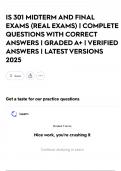 IS 301 MIDTERM AND FINAL EXAMS &lpar;REAL EXAMS&rpar; &vert; COMPLETE QUESTIONS WITH CORRECT ANSWERS &vert; GRADED A&plus; &vert; VERIFIED ANSWERS &vert; LATEST VERSIONS 2025