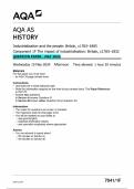 AQA AS HISTORY Industrialisation and the people&colon; Britain&comma; c1783&ndash;1885 Component 1F The impact of industrialisation&colon; Britain&comma; c1783&ndash;1832 QUESTION PAPER - MAY 2024