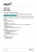 AQA AS HISTORY The Tudors&colon; England&comma; 1485&ndash;1603 Component 1C Consolidation of the Tudor Dynasty&colon; England&comma; 1485&ndash;1547 QUESTION PAPER - MAY 2024