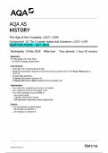 AQA AS HISTORY The Age of the Crusades&comma; c1071&ndash;1204 Component 1A The Crusader states and Outremer&comma; c1071&ndash;1149 QUESTION PAPER - MAY 2024