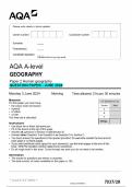 AQA A-level GEOGRAPHY Paper 2 Human geography QUESTION PAPER - JUNE 2024