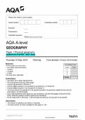 AQA A-level GEOGRAPHY Paper 1 Physical geography QUESTION PAPER - MAY 2024