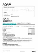 AQA AS GEOGRAPHY Paper 2 Human geography and geography fieldwork investigation QUESTION PAPER - MAY 2024
