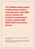   FTCE Middle Grades English 5-9&vert;Brand New Verified Exam Questions with 100&percnt; Correct Answers&vert;All Graded A&plus;&vert;Latest Expert Premium Update&lpar;2025-2026&rpar;&vert;100&percnt; Guaranteed Success&period;