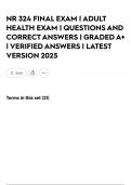 NR 324 FINAL EXAM &vert; ADULT HEALTH EXAM &vert; QUESTIONS AND CORRECT ANSWERS &vert; GRADED A&plus; &vert; VERIFIED ANSWERS &vert; LATEST VERSION 2025