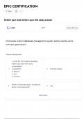 EPIC CERTIFICATION QUESTIONS AND VERIFIED ANSWERS