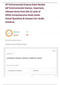 AP Environmental Science Exam Review &lpar;AP Environmental Science- important&comma; relevant terms from the 12 units of APES&rpar; Comprehensive Study Guide Actual Questions & Answers &lpar;A&plus; Guide Solution&rpar;